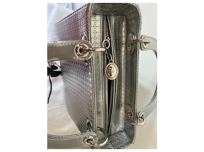 Borsa Lady Dior Argento Cannage in Pelle - view 7