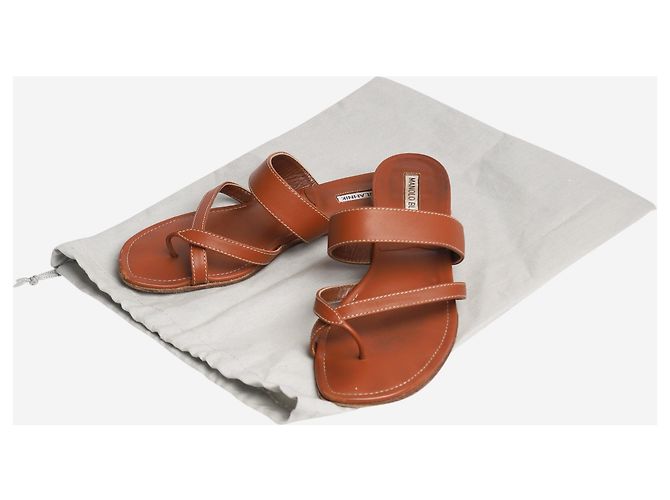 Manolo Blahnik Braune Cross-Sandalen aus Susacru-Leder - Größe EU 38 - Ansicht 5