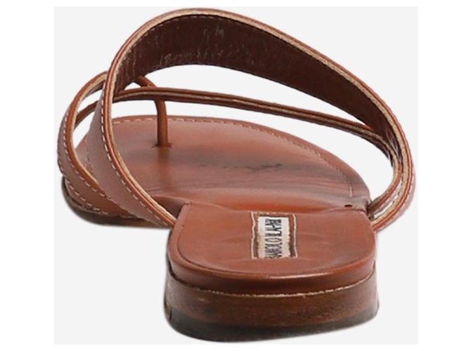 Manolo Blahnik Braune Cross-Sandalen aus Susacru-Leder - Größe EU 38 - Ansicht 6