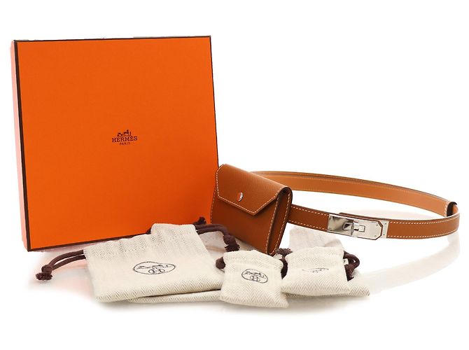 Cinturón con bolsillo Epsom Kelly marrón de Hermès 18 Castaño - vista 9