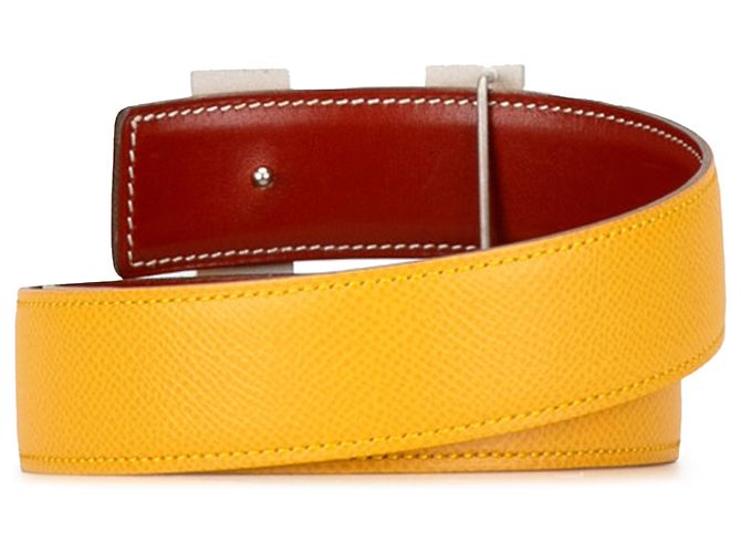 Cinturón reversible Hermès Constance amarillo - vista 3