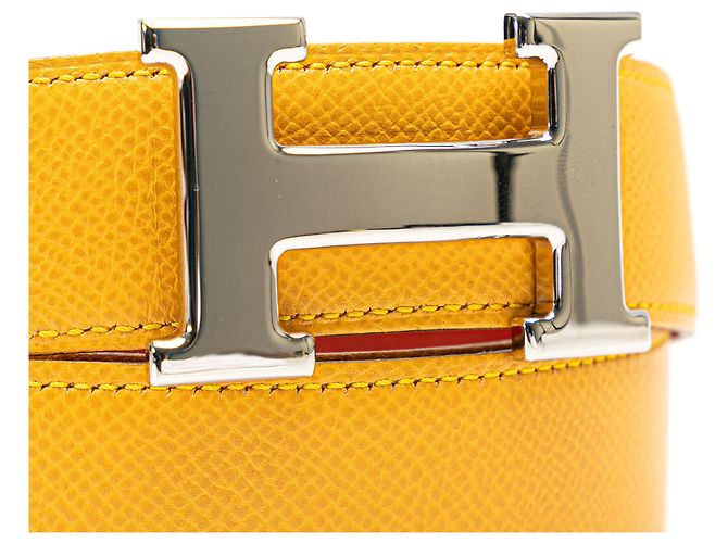 Cinturón reversible Hermès Constance amarillo - vista 4