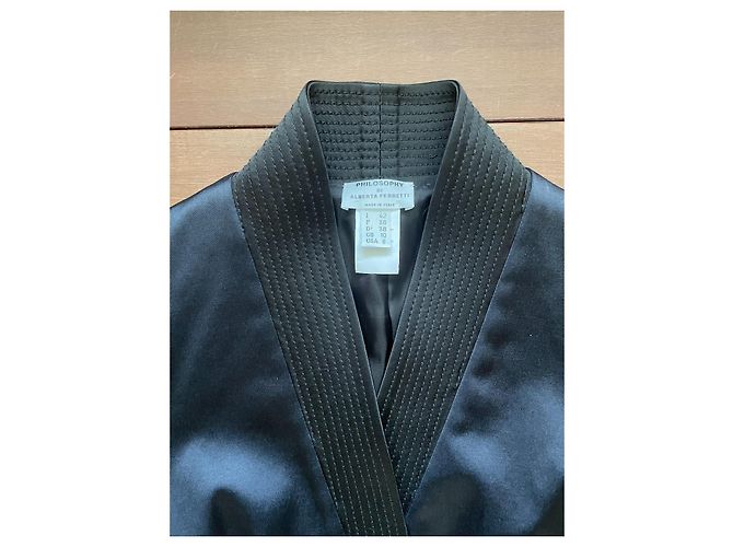 Philosophy Di Alberta Ferretti Silk Kimono Jacket Blue Black Navy blue Dark blue - view 2