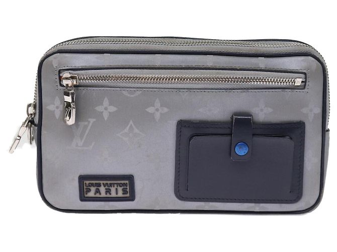 LOUIS VUITTON Monogram Satellite Alpha Clutch Bag Silver M44171 LV Auth 76789 Silvery - view 13
