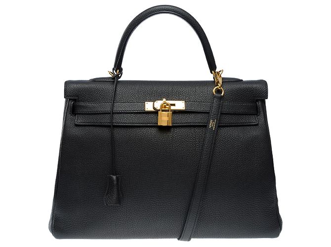 Hermès Sac HERMES Kelly 35 en Cuir Noir - 101952 - vue 2