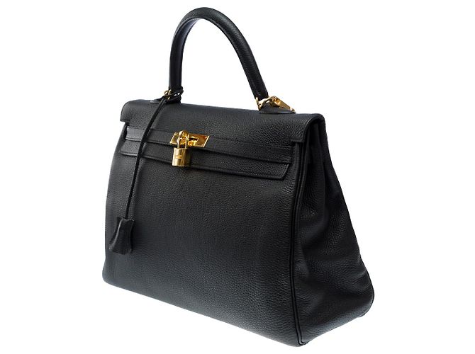 Hermès Sac HERMES Kelly 35 en Cuir Noir - 101952 - vue 4