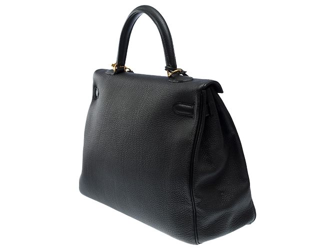 Hermès Sac HERMES Kelly 35 en Cuir Noir - 101952 - vue 5