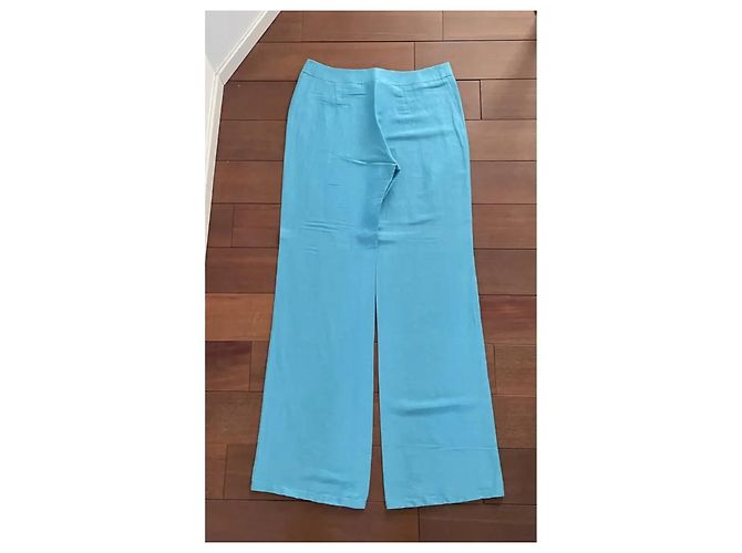 Autre Marque Pantalón Caractère de seda y lino turquesa - vista 2