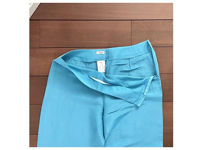 Autre Marque Pantalón Caractère de seda y lino turquesa - vista 3
