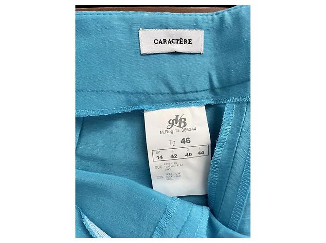 Autre Marque Pantalón Caractère de seda y lino turquesa - vista 4