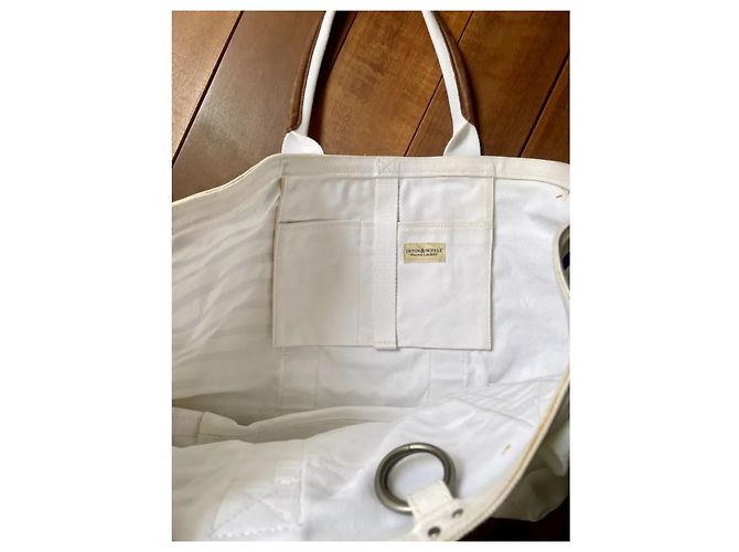 Borsa tote Ralph Lauren Denim & Supply in cotone bianco e blu - vista 10