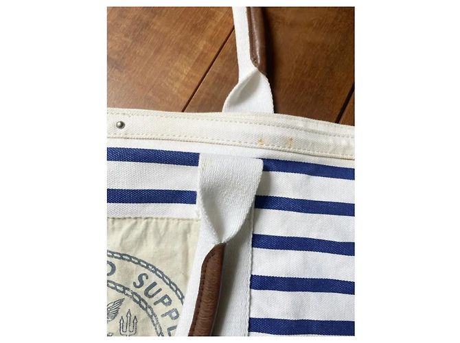 Borsa tote Ralph Lauren Denim & Supply in cotone bianco e blu - vista 3
