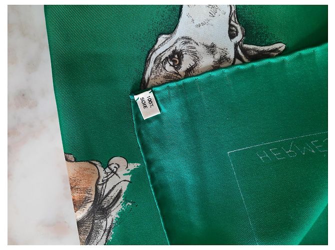 Foulard/Quadrato Hermès intitolato 'Monarch' di Xavier de Poret Verde - vista 6