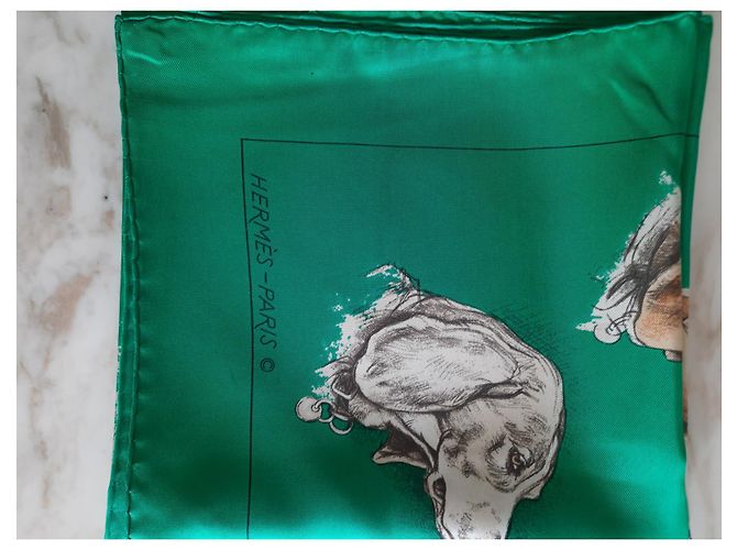 Foulard/Quadrato Hermès intitolato 'Monarch' di Xavier de Poret Verde - vista 7