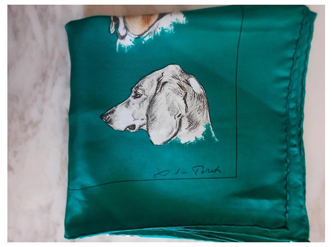 Foulard/Quadrato Hermès intitolato 'Monarch' di Xavier de Poret Verde - vista 8