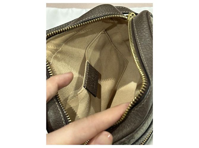 Borsa a mano Gucci Mini Ophidia GG in nylon marrone chiaro - vista 10