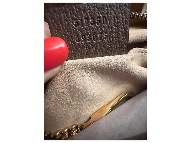 Borsa a mano Gucci Mini Ophidia GG in nylon marrone chiaro - vista 12