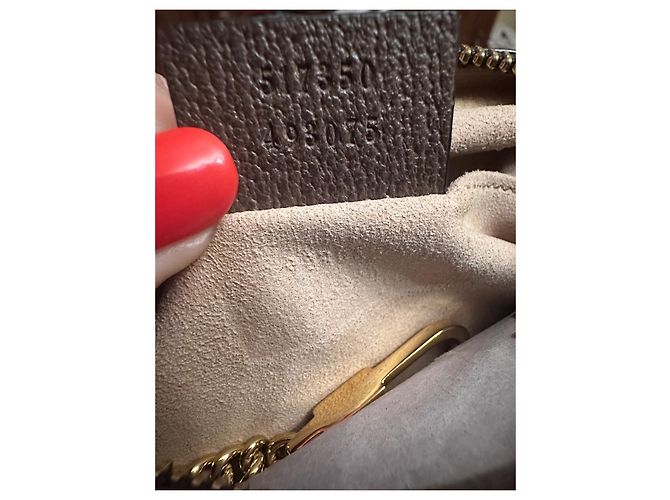 Borsa a mano Gucci Mini Ophidia GG in nylon marrone chiaro - vista 13