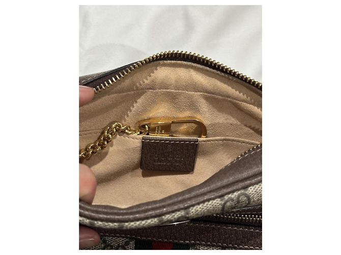 Borsa a mano Gucci Mini Ophidia GG in nylon marrone chiaro - vista 9