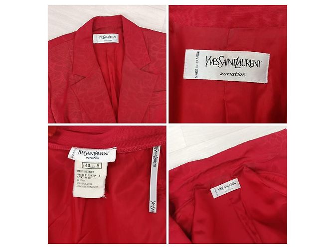 Traje rojo de Yves Saint Laurent con botones en forma de corazón. Roja - vista 13