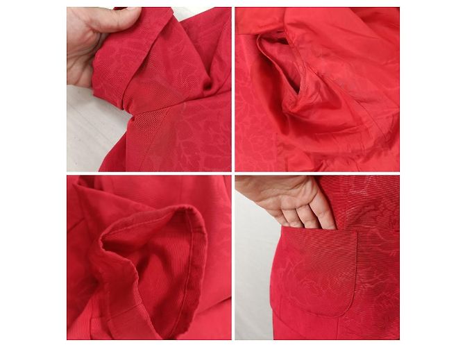 Traje rojo de Yves Saint Laurent con botones en forma de corazón. Roja - vista 14