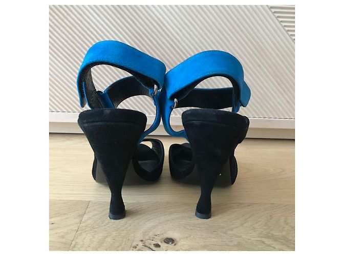 Sandali PRADA T.EU 39.5 Camoscio Nero - vista 4