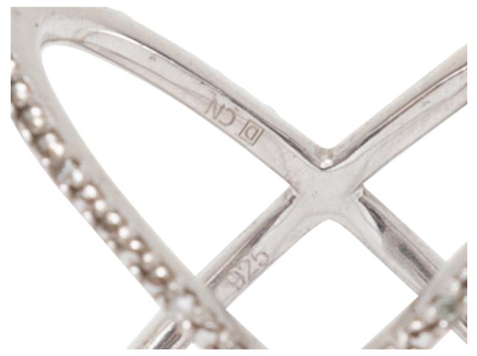 Autre Marque Eva Fehren Pave Diamond X Ring Size 6 Silber - Ansicht 3