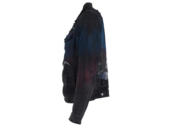 Amiri Airbrush Trucker Jacket in Black Denim - view 2