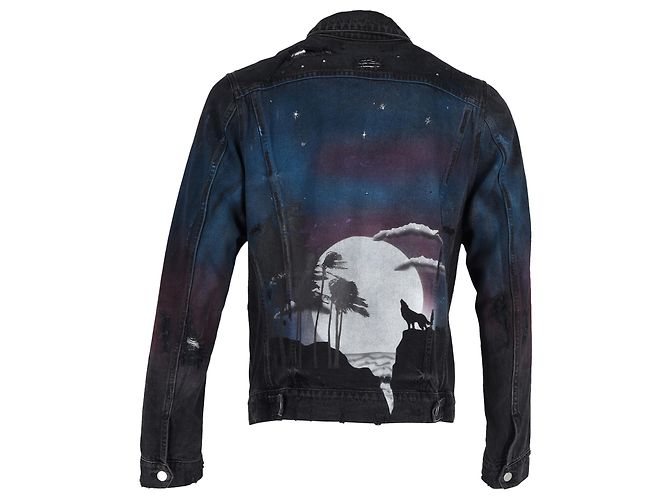 Amiri Airbrush Trucker Jacket in Black Denim - view 3
