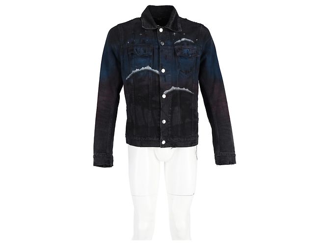 Amiri Airbrush Trucker Jacket in Black Denim - view 4