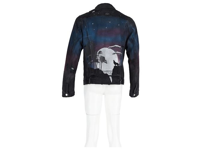 Amiri Airbrush Trucker Jacket in Black Denim - view 6