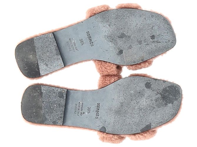 Sandali Hermès Oran in shearling rosa rosa - vista 12