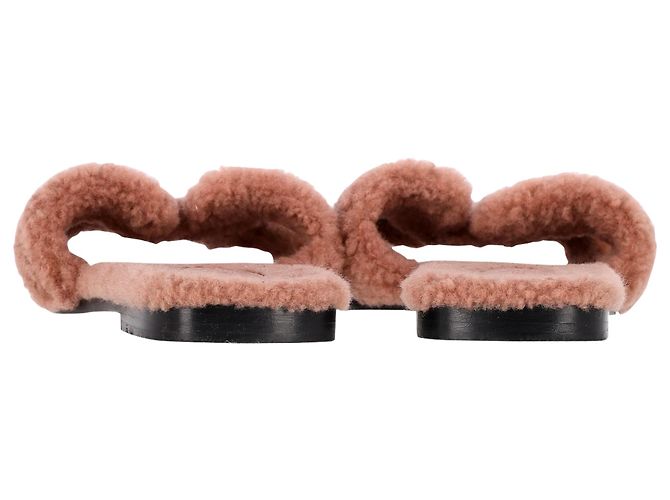 Sandali Hermès Oran in shearling rosa rosa - vista 5