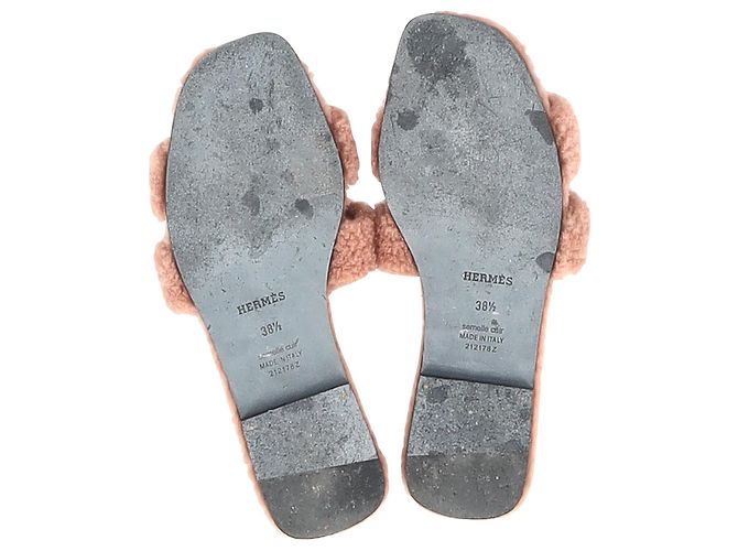 Sandali Hermès Oran in shearling rosa rosa - vista 6