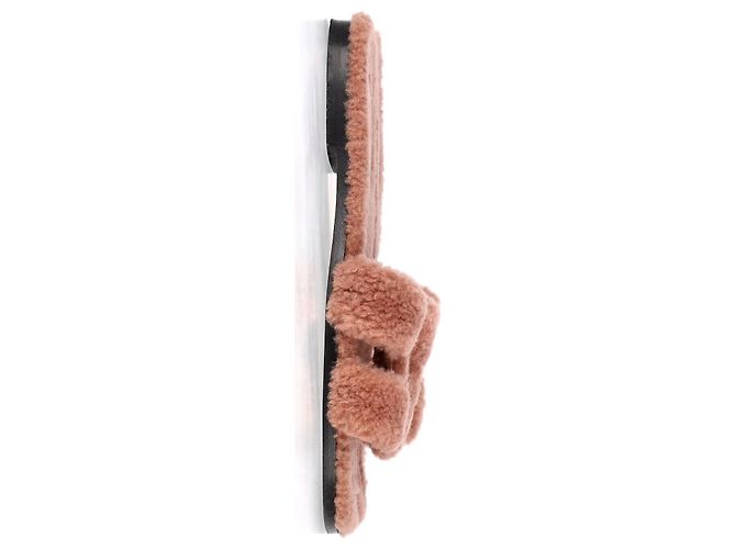 Sandali Hermès Oran in shearling rosa rosa - vista 7