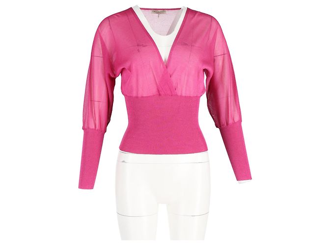 Blusa de malha de manga comprida com decote em V Emilio Pucci em seda rosa - vista 4