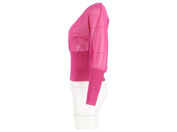 Blusa de malha de manga comprida com decote em V Emilio Pucci em seda rosa - vista 5
