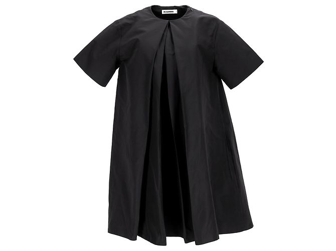 Minivestido plisado de algodón negro de Jil Sander - vista 6