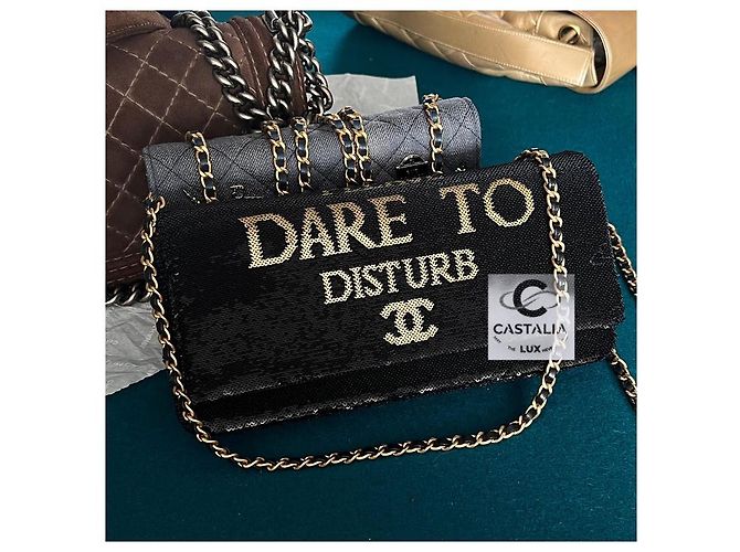 Chanel Borsa a patta con paillettes Super Rare Dare To Disturb Nero - vista 4