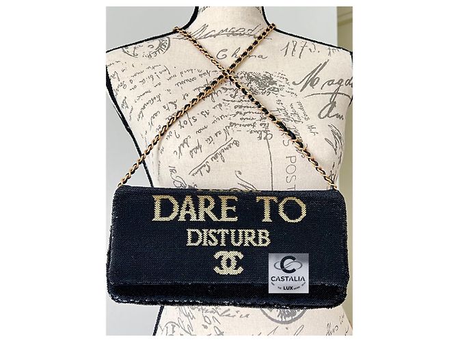 Chanel Borsa a patta con paillettes Super Rare Dare To Disturb Nero - vista 8