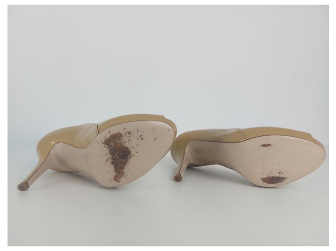 Décolleté Max Mara Beige in Pelle a Punta Aperta 39 - vista 7
