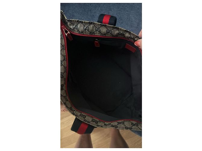 GUCCI BORSA A SPALLA SHERRY LINE IN TELA GG NAVY Auth 131280204990 Rosso Blu navy - vista 3