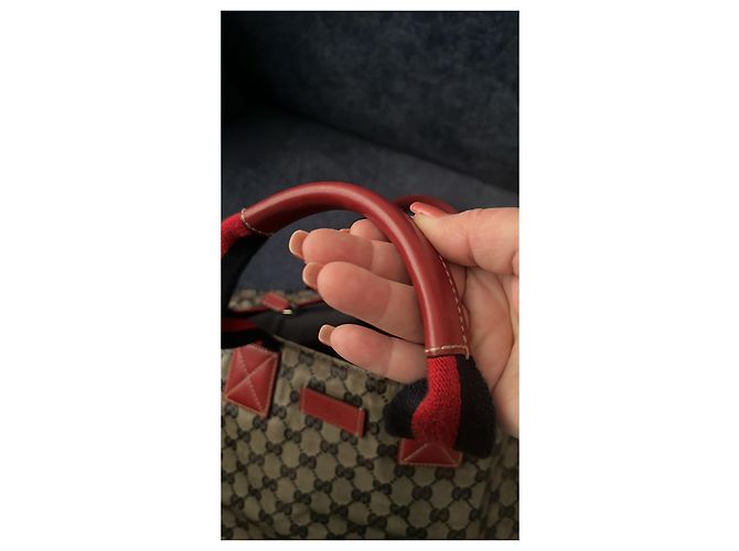 GUCCI BORSA A SPALLA SHERRY LINE IN TELA GG NAVY Auth 131280204990 Rosso Blu navy - vista 4