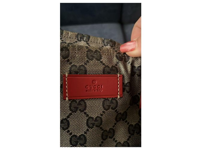 GUCCI BORSA A SPALLA SHERRY LINE IN TELA GG NAVY Auth 131280204990 Rosso Blu navy - vista 7