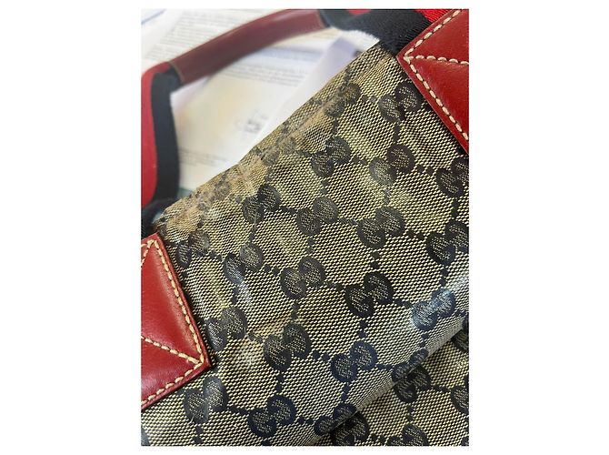 GUCCI BORSA A SPALLA SHERRY LINE IN TELA GG NAVY Auth 131280204990 Rosso Blu navy - vista 8