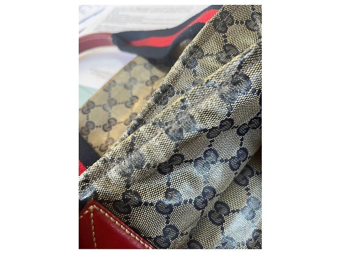 GUCCI BORSA A SPALLA SHERRY LINE IN TELA GG NAVY Auth 131280204990 Rosso Blu navy - vista 9
