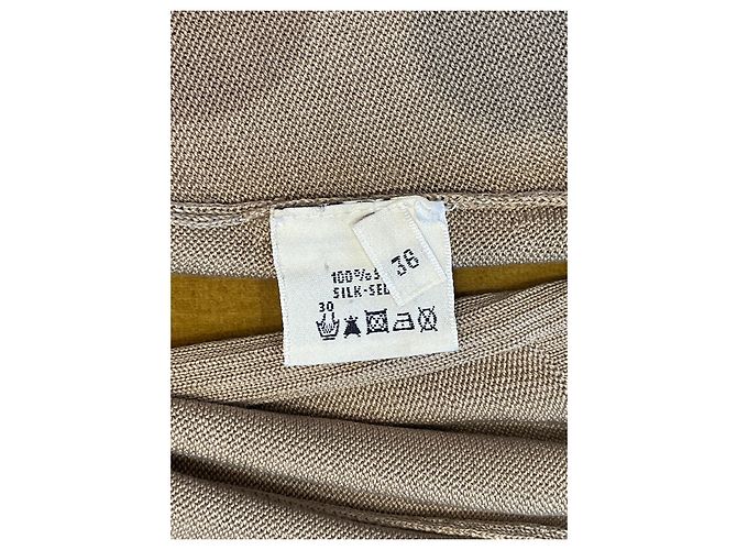 Hermès Tunica in seta Beige D'oro - vista 4