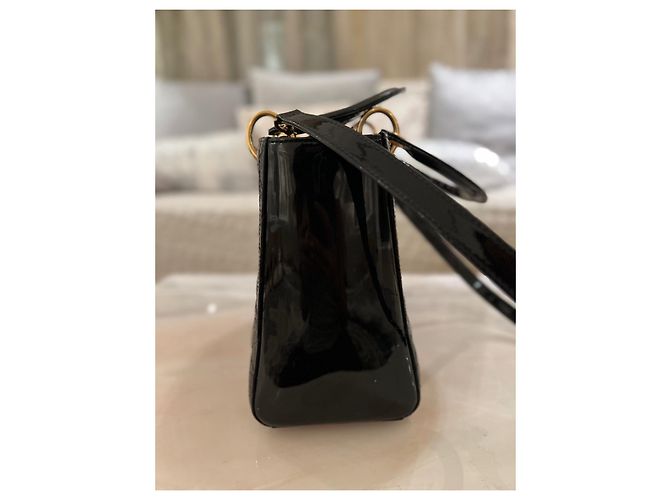 Dior Lady Dior Handtasche Lackleder schwarz mittlere Größe - Ansicht 10