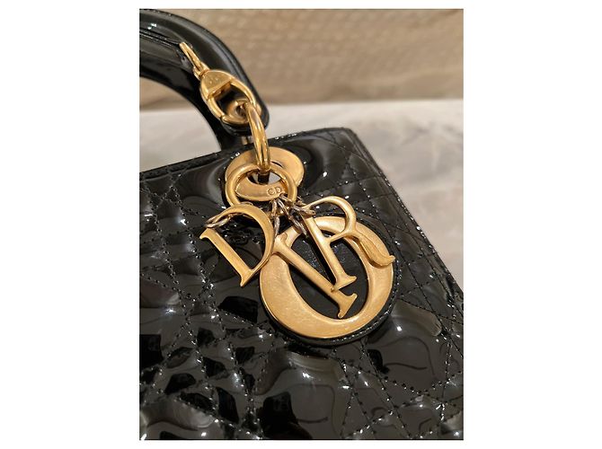Dior Lady Dior Handtasche Lackleder schwarz mittlere Größe - Ansicht 4