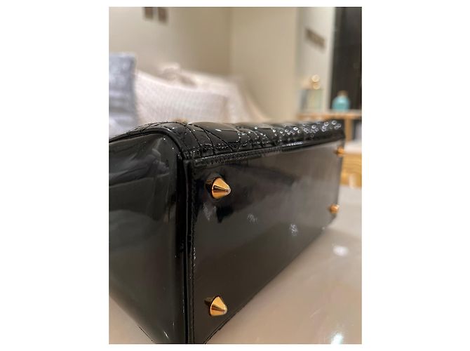 Dior Lady Dior Handtasche Lackleder schwarz mittlere Größe - Ansicht 7